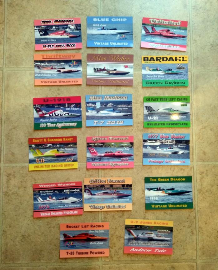 2018 Unlimited Hydroplane & Vintage Race Boats Photo Hero Cards Set Lot