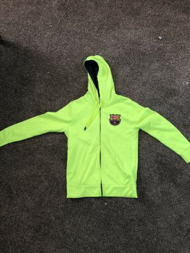 Fc Barcelona Soccer Zip Front Fleece Hoodie Sweatshirt Jacket Used Size Small