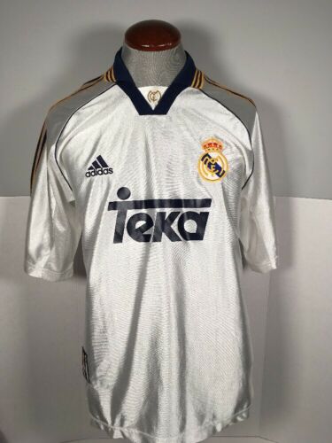 Rare VTG White 1999-2000 Adidas Real Madrid Teka Club Soccer/Football Jersey M
