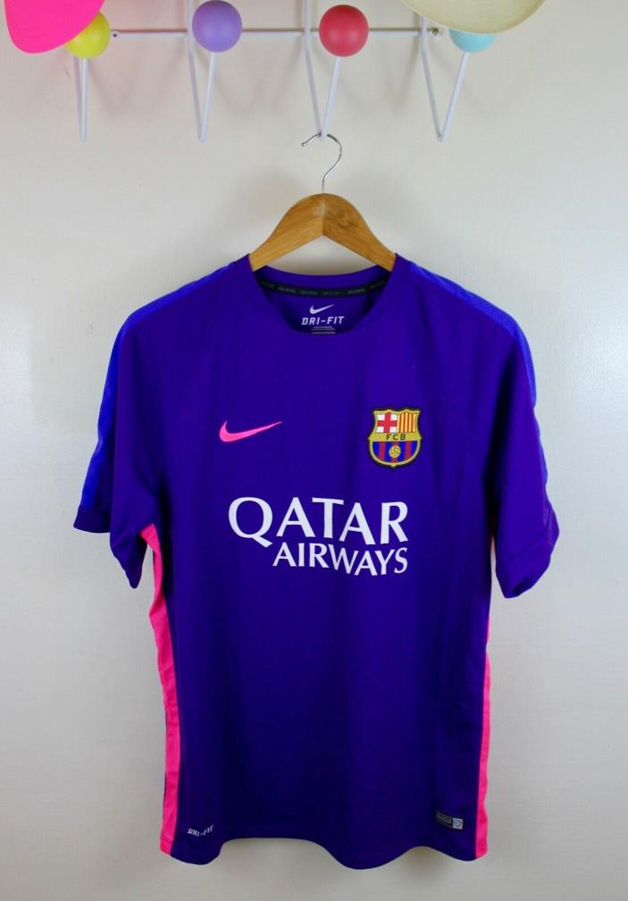 Barcelona Soccer Jersey Nike Dri Fit Men's XL Pink Purple Away La Liga Rare FC