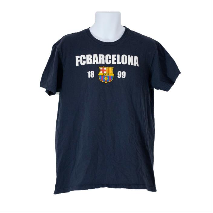 Mens FCB FC Barcelona Navy Short Sleeve Graphic T-Shirt Size L Large