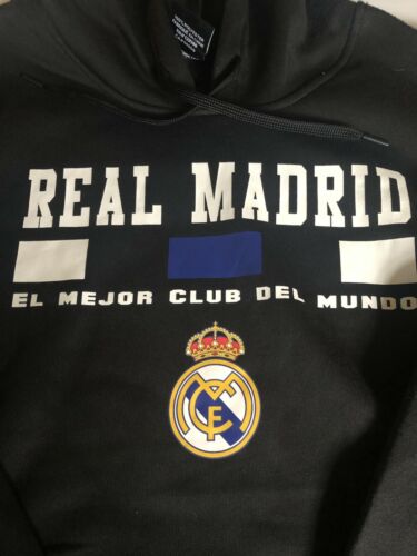 NWT Official Real Madrid Merchandise Logo Hoodie Black Men's Sz Large, Black.