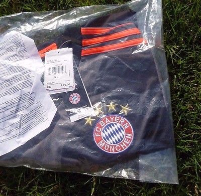NEW adidas Bayern Munich Away Jersey 16 - 17 Youth X-Large YXL Black Grey orange