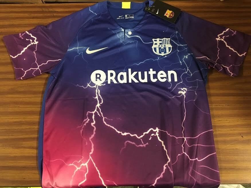 FC Barcelona EA Sports FIFA 2019 Soccer Jersey (Lightning, Navy Blue, Purple)