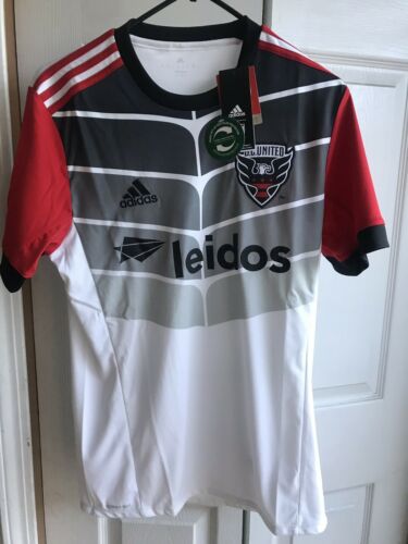 NWT $85 Adidas D.C. United 17 18 Away SS Replica Jersey Climacool White Sz Small