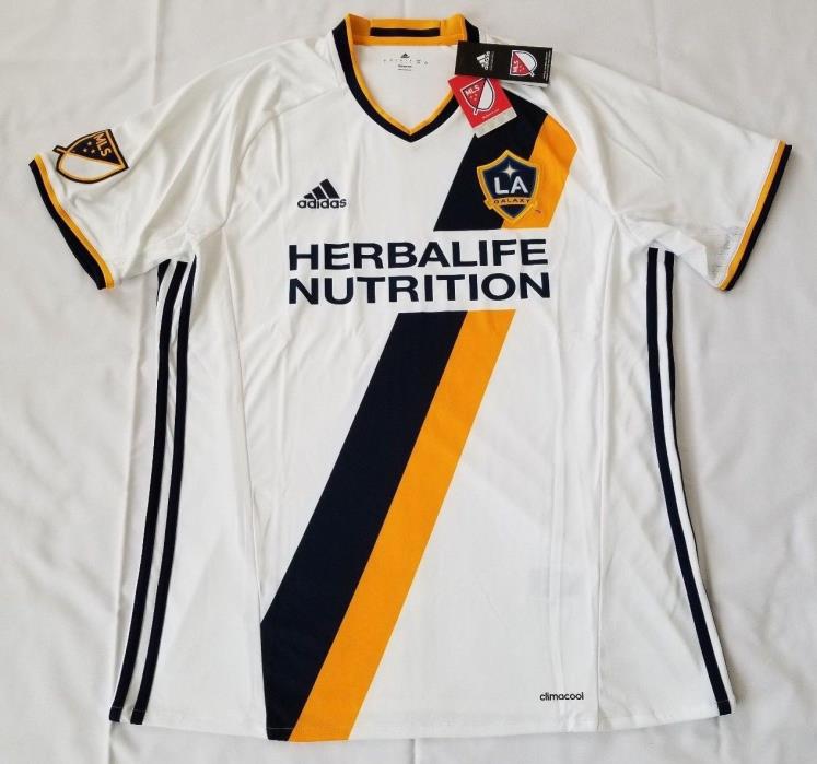 Mens Size Small White Replica MLS LA Galaxy Short Sleeves Soccer Jersey AB9415