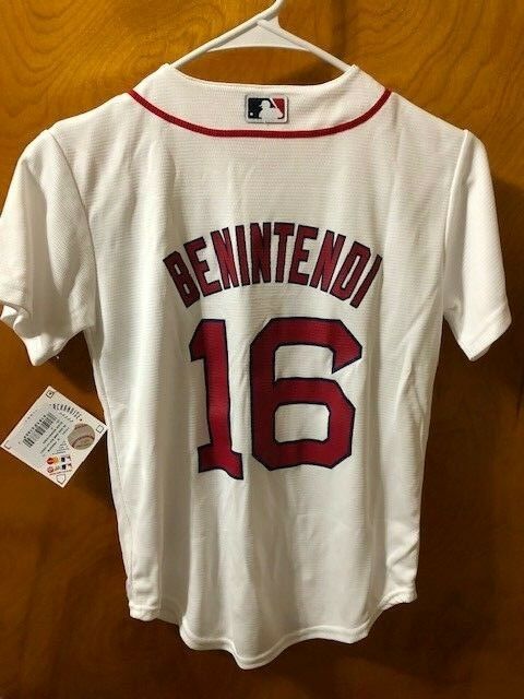 Majestic Andrew Benintendi Youth Small Size 8 Home Replica Cool Base Jersey NEW