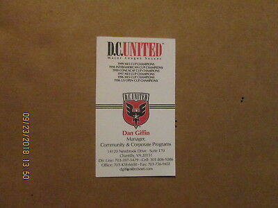 MLS D.C.United Dan Giffin Manager Community & Corporate Soccer Business Card