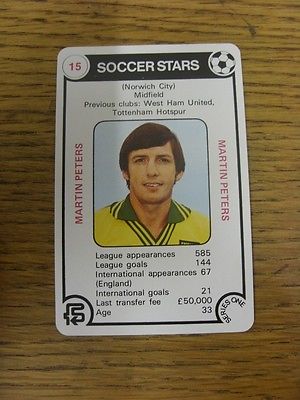 1977/1978 Soccer Stars Series 1: Card No.15) Martin Peters - Taken From The Trum