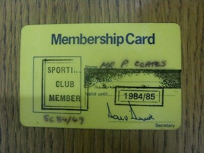 1984/1985 Leeds United: Official Sporting Club Membership Card [Used]. Footy Pro