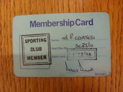 1985/1986 Leeds United: Official Sporting Club Membership Card [Used]. Footy Pro