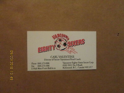 Vancouver Eighty Sixers Vintage Defunct Carl Valentine Head Coach Business Card