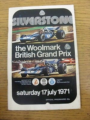 17/07/1971 Motor Racing Programme: British Grand Prix - Official Programme [At S