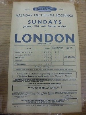 21/01/1951 Railway Handbill: British Railways - Half-Day Excrusion Booking to Lo
