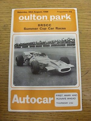30/08/1969 Motor Racing Programme: BRSCC Summer Cup Car Races [At Oulton Park] (