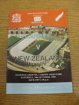 14/10/1989 Rugby Union Programme: Cardiff v New Zealand. Footy Progs/Bobfrankand