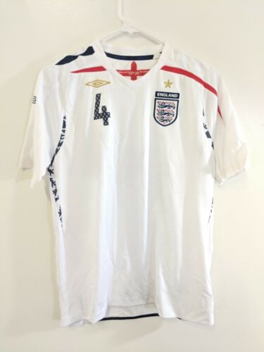 C13 England #4 Gerrard 100% Original Soccer Football Home Jersey Shirt YXL 07-09