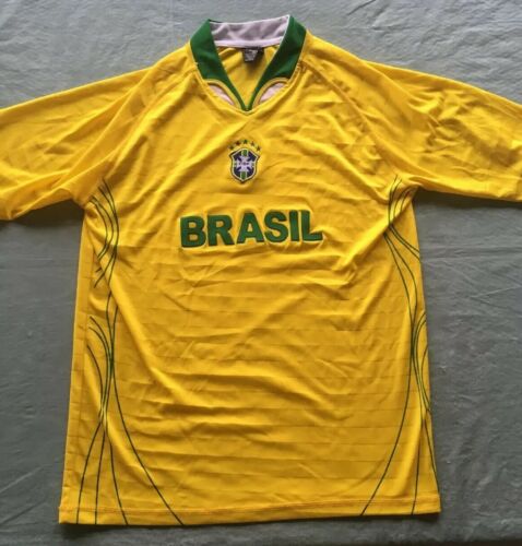 Large  Brasil Brazil FIFA CBF Soccer Jersey Shirt Yellow Mens