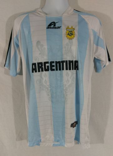 Agmar SportLine Argentina AFA Soccer Jersey Shirt Short Sleeve Blue White Stripe