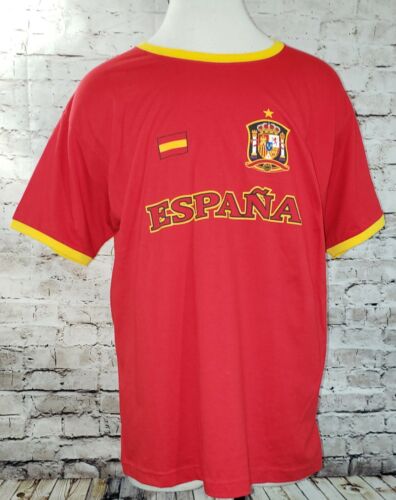 Spain Espana Soccer T Shirt Tee Red XL 100% Cotton FIFA Futbol Anbor Bobby