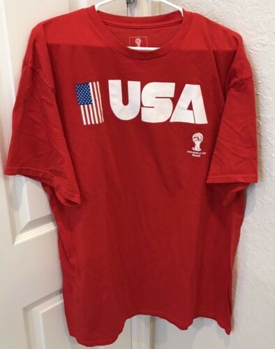Mens USA Soccer FIFA World Cup Brazil 2014 Red Short Sleeve T-Shirt Size XL