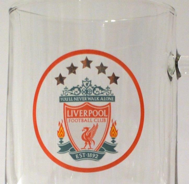 Liverpool Football Club LFC Glass Tankard with multicoloured logo Made by Arc