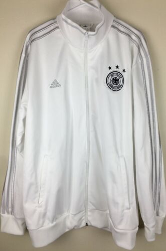 Adidas Deutscher Fussball-Bund Mens White Full Zip Warm Up Jacket Size 2XL XXL