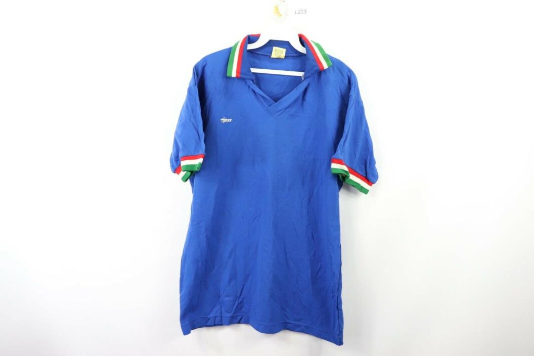 Vintage 90s Mens Large Italia Italy 1994 World Cup Soccer Jersey Blue Nylon USA