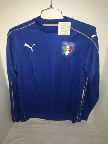 Puma Mens FIGC Italia Home Long Sleeve Replica Shirt Power Blue White Medium NWT