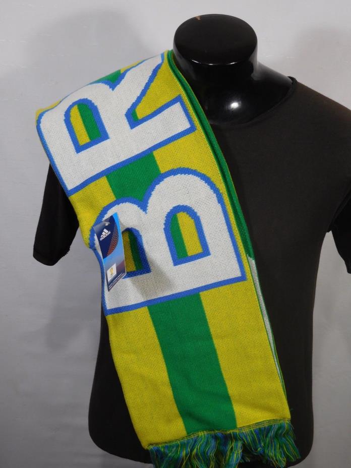 ADIDAS THREE STRIPE BRAZIL WORLD CUP SOCCER SCARF new w/ tags LAST ONE !