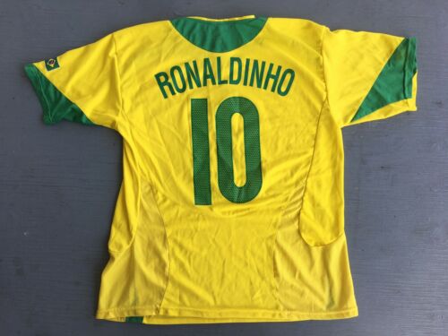 Vintage Ronaldinho #10 Brazil Soccer Jersey Fubol Football Shirt Sz L  FREE SHIP