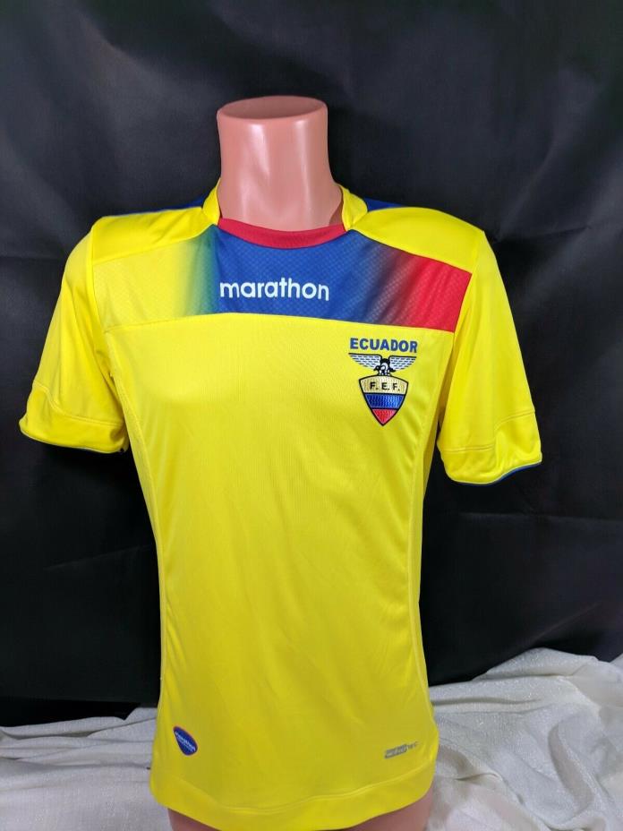 Ecuador Soccer Jersey Sz Medium Yellow Crest Marathon Hidrotec