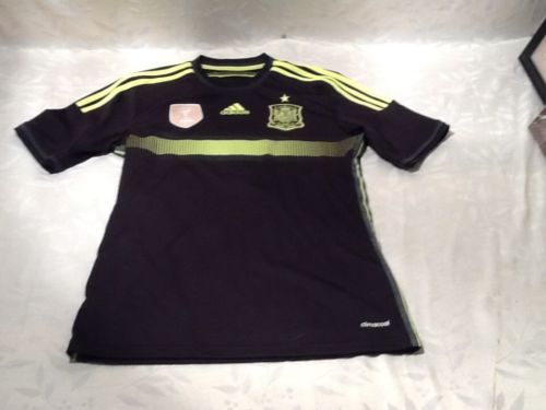 Spain Adidas World Cup 2010 FIFA Jersey Adult Small black highlighter green