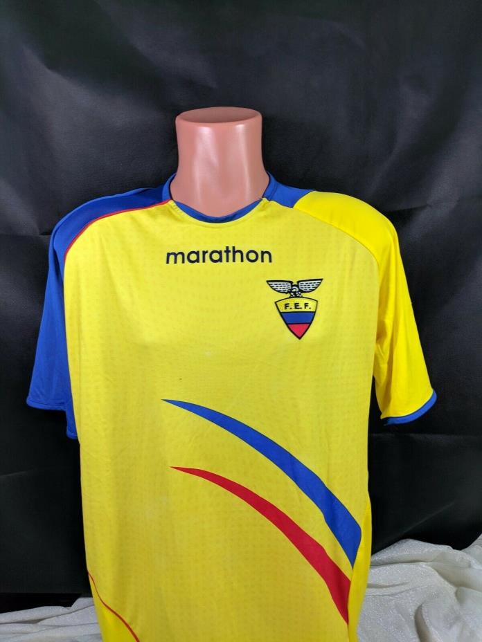 Ecuador Soccer Jersey Sz Large Yellow Crest Marathon