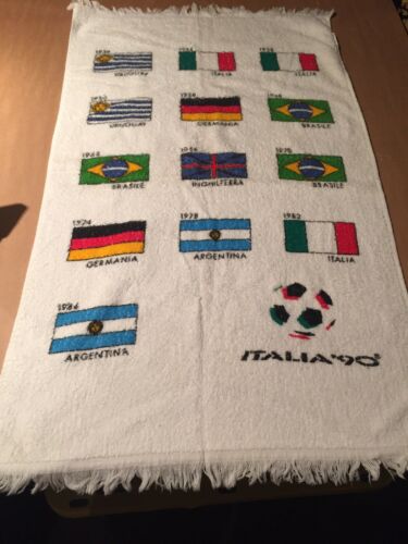 World Cup Italia ‘90,Soccer,footbal,Towel Showing All Previous Winners 1930-1982
