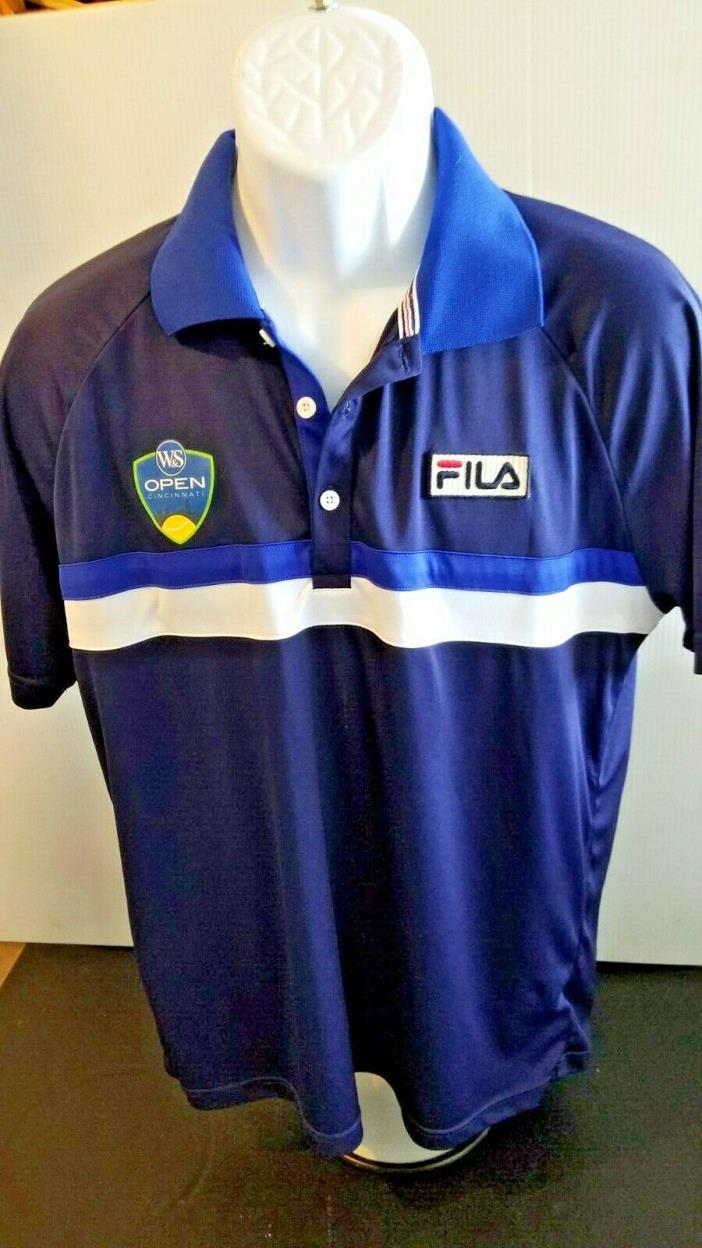 FILA  US open western/southern Men's Tennis Polo Shirt Short Sleeve Blue Size L