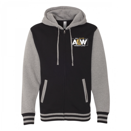 AEW Hoodie Zip-Up Varsity Style Cotton Size Large Wrestling Young Bucks Jericho