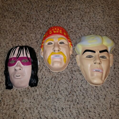 1990s Wrestling Halloween Mask Lot - Hulk Hogan Ric Flair Bret the Hitman Hart