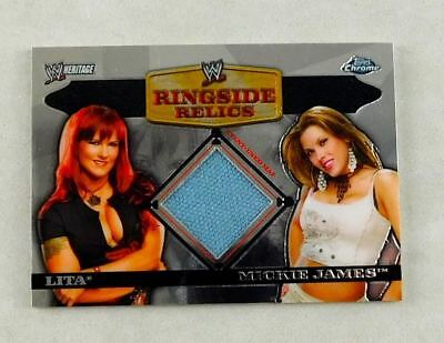 Lita Mickie James WWE Wrestling Trading Card Topps Event Used Mat Relic 2006