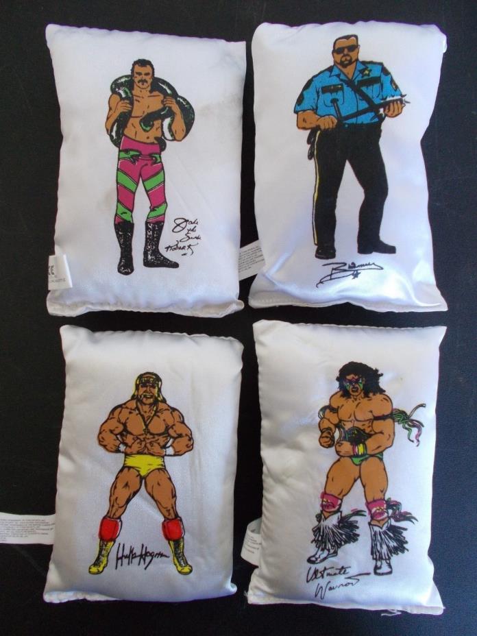 vintage WWF wrestling mini pillow set lot Hogan Jake Warrior Bossman WWE Catalog
