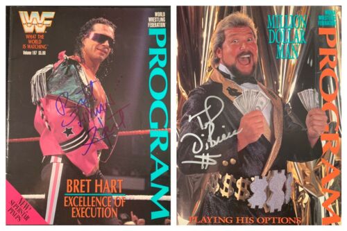 WWF WWE Program Volume 197 Autographed By Bret Hart + Ted DiBiase Million Dollar