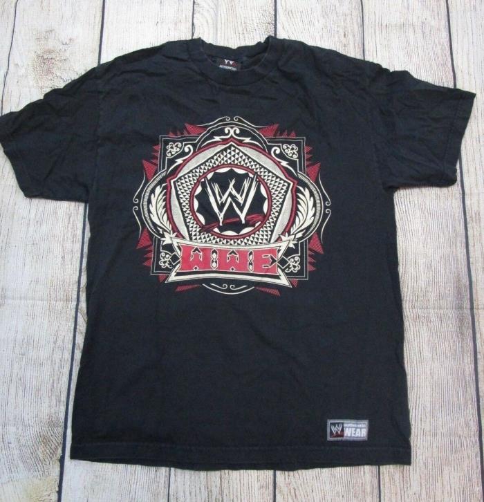 RARE 2008 WWE Authentic Wear Wrestling DOUBLE SIDED Black T-Shirt Men's Large