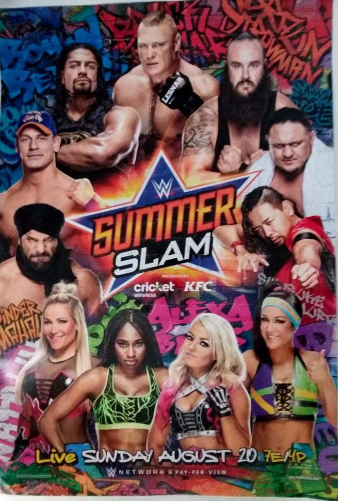 WWE SUMMER SLAM 2017 WRESTLING PPV Promotion POSTER Sponsors Advertising 39X27