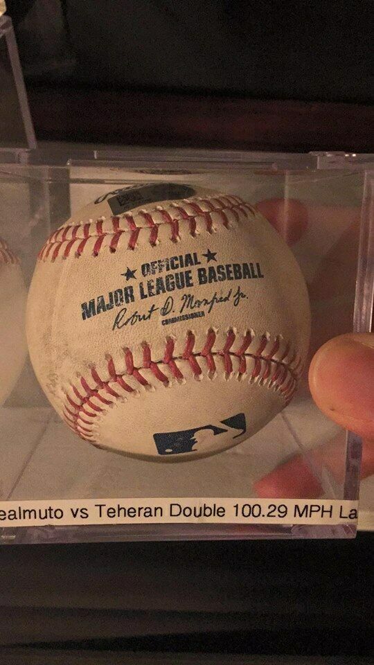 JT Realmuto game used baseball hit double Philadelphia Phillies