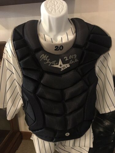 Milwaukee Brewers Jonathan Lucroy Game Used 2013 Signed Catching Gear.