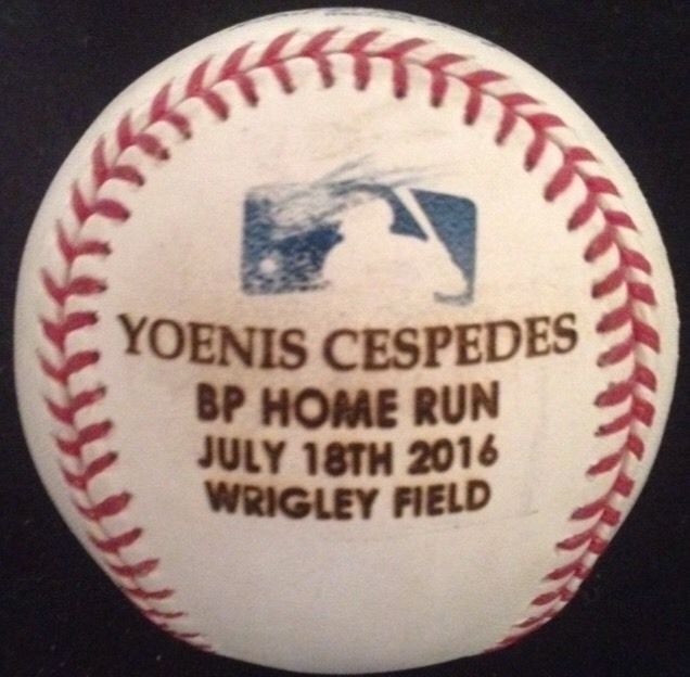 Yoenis Cespedes Mets Game Used Home Run Baseball Wrigley Field 7/18/16