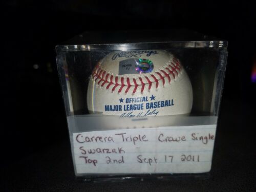 Carrera Triple and Trevor Crowe Single hit baseball Indians gu Swarzak signed