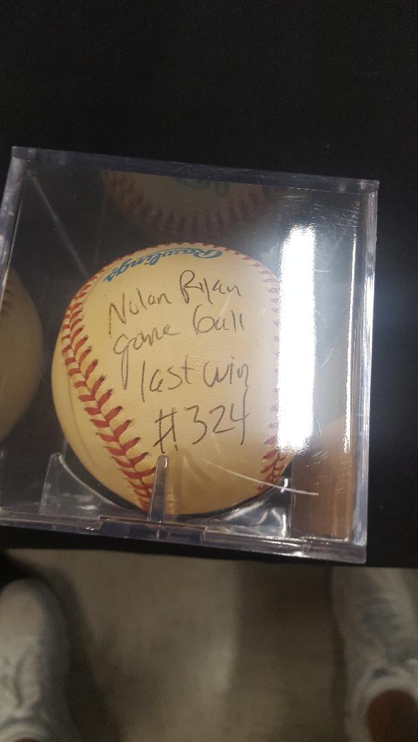 NOLAN RYAN GAME USED BALL WIN #324 LAST WIN COA