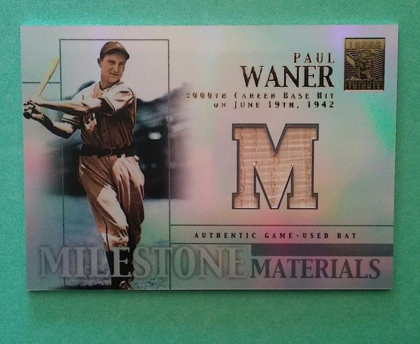 2002 Milestone Materials Paul Waner GAME-USED BAT from 1942! Topps Tribute MM-PW