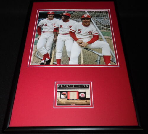 Johnny Bench Framed 12x18 Game Used Bat & Photo Display Big Red Machine Reds